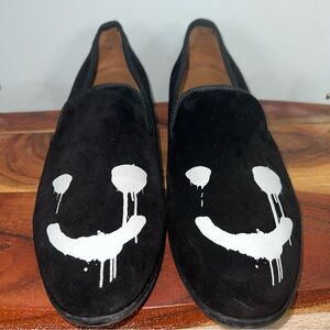 Duke + Dexter Smiley Face Black Suede Loafers Handmade England Men’s Size US 11